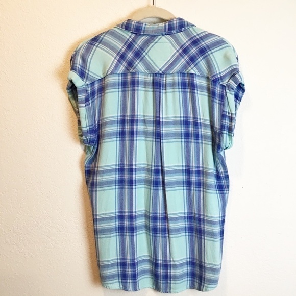 Rails Britt Tartan Plaid Cap Sleeve Button Front Top - Picture 6 of 14